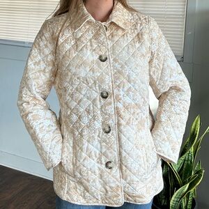Chico's cream and tan Puffer quilted Jacket